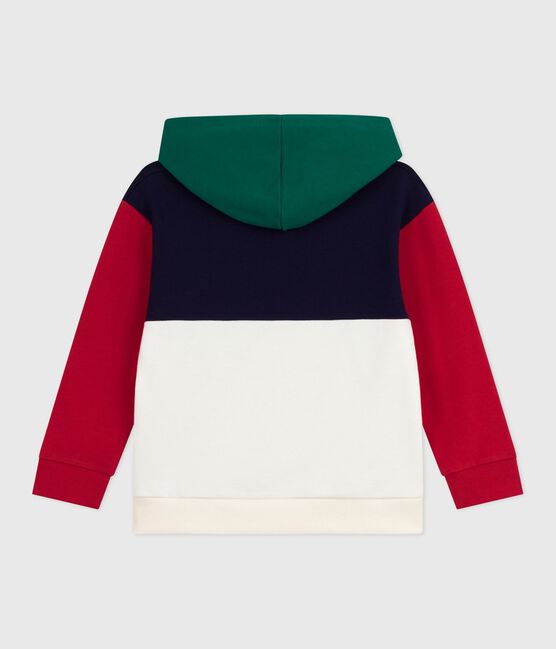 Katoenen sweatshirt met kap en colorblock voor kinderen blauw SOIR/ MULTICO