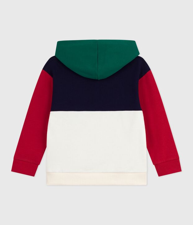 Katoenen sweatshirt met kap en colorblock voor kinderen blauw/multicouleur
