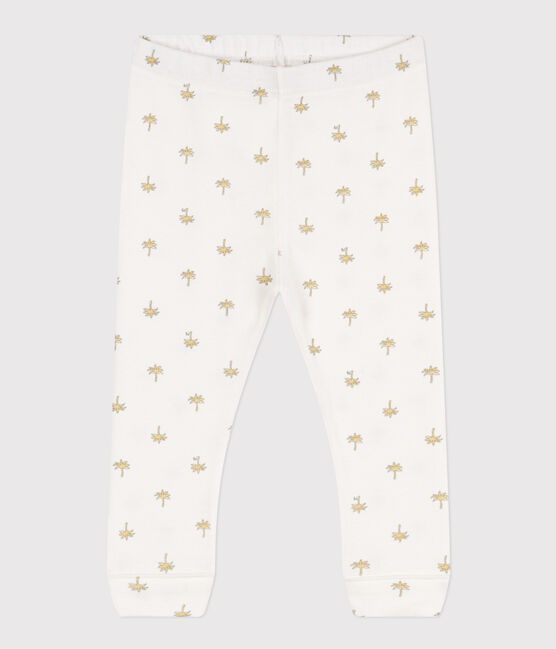 Legging bébé en coton imprimé fleuri blanc MARSHMALLOW/gris GRIS