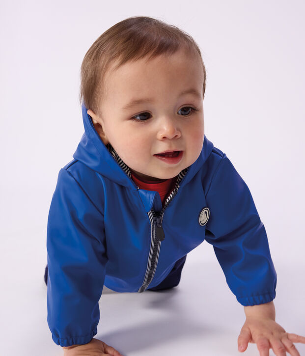 Blouson b&eacute;b&eacute; en PU uni bleu vif