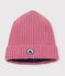 Gebreide kindermuts met fleecevoering roze
