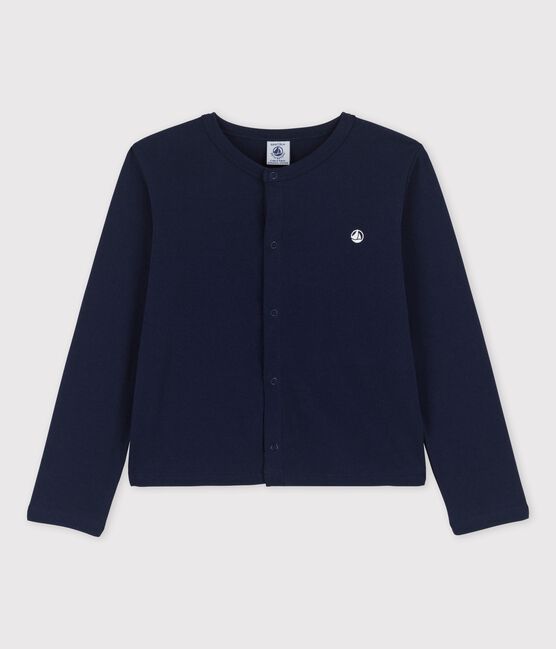 Cardigan en coton bio enfant fille bleu SMOKING