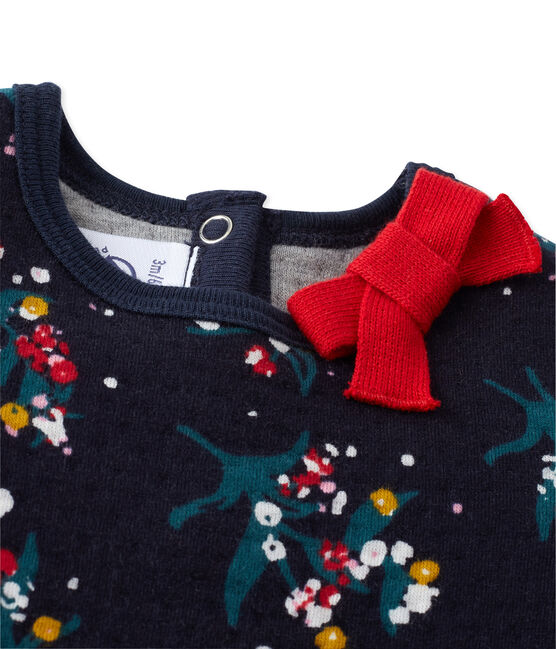 Jurk in tubic met dessin voor babymeisjes blauw SMOKING/wit MULTICO