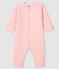 Dors-bien sans pieds bébé fille en côte ouatinée rose MINOIS/blanc MARSHMALLOW