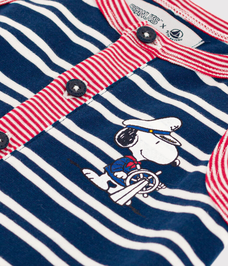 Combinaison Petit Bateau X Snoopy en jersey l&eacute;ger b&eacute;b&eacute; bleu/multicouleur
