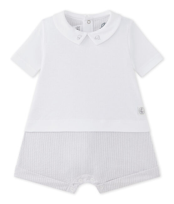Kort babypakje uit twee stoffen voor babyjongens wit ECUME/beige BEIGE