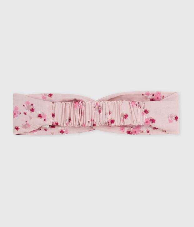 Bandeau b&eacute;b&eacute; en popeline imprim&eacute; fleurs rose/multicouleur