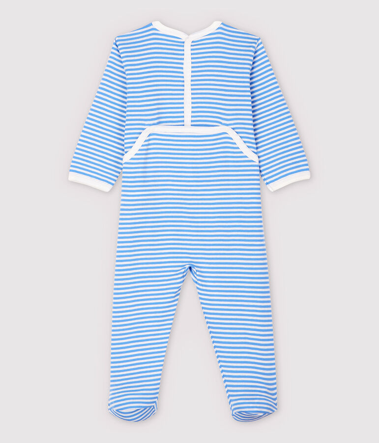 Babyblauw gestreepte pyjama van katoen met fruit blauw EDNA/wit MARSHMALLOW