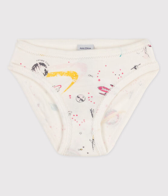Katoenen meisjesslip wit MARSHMALLOW/roze PETAL/ MULTICO