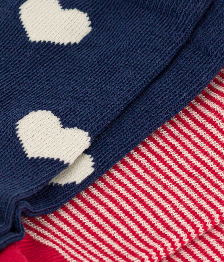 Lot de 2 paires de chaussettes c&oelig;urs en jersey de coton enfants multicouleur