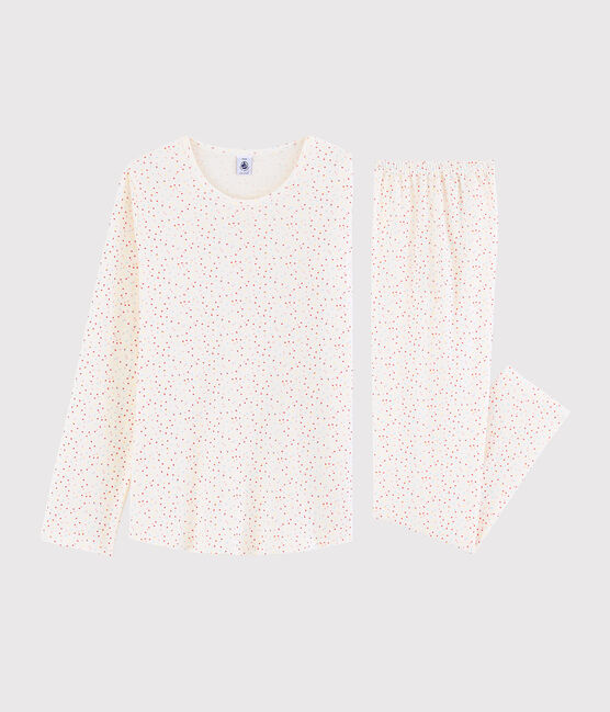 Pyjama pois multico fille - femme en coton biologique blanc MARSHMALLOW/blanc MULTICO