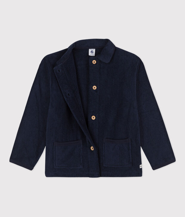 Robe de chambre en &eacute;ponge enfant bleu marine