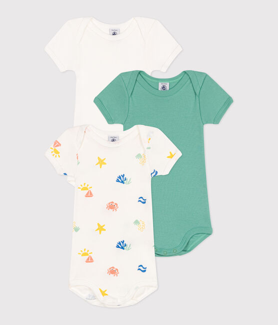 Setje met 3 katoenen babyrompertjes met korte mouwen en print variante 1