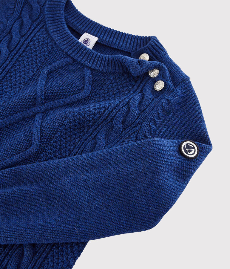 Pull laine et coton enfant gar&ccedil;on bleu