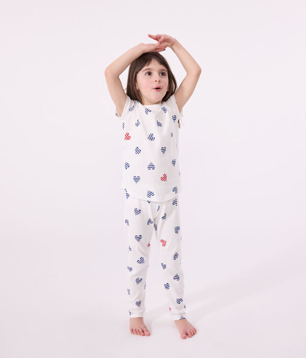 Katoenen kinderpyjama met bloemenprint wit/rood/multicouleur
