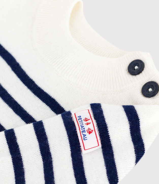 Babytrui van wol en katoen met marinestrepen blauw/blauw