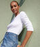 Tee-shirt l'Iconique manches longues en côte unie femme blanc ECUME