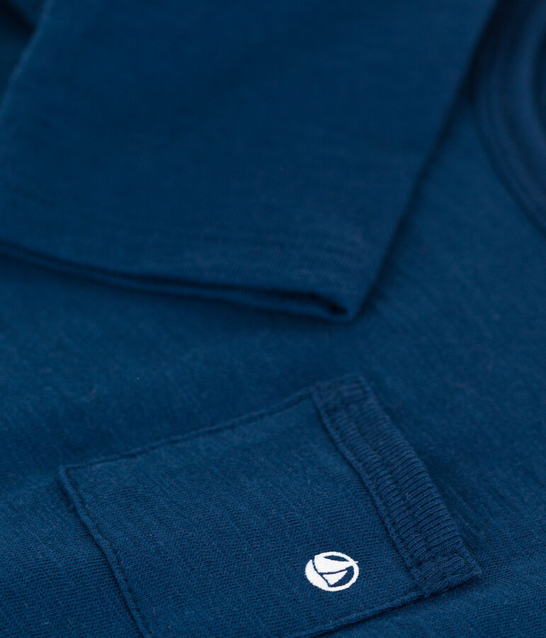 Gevlamd t-shirt met lange mouwen in jersey voor baby's blauw