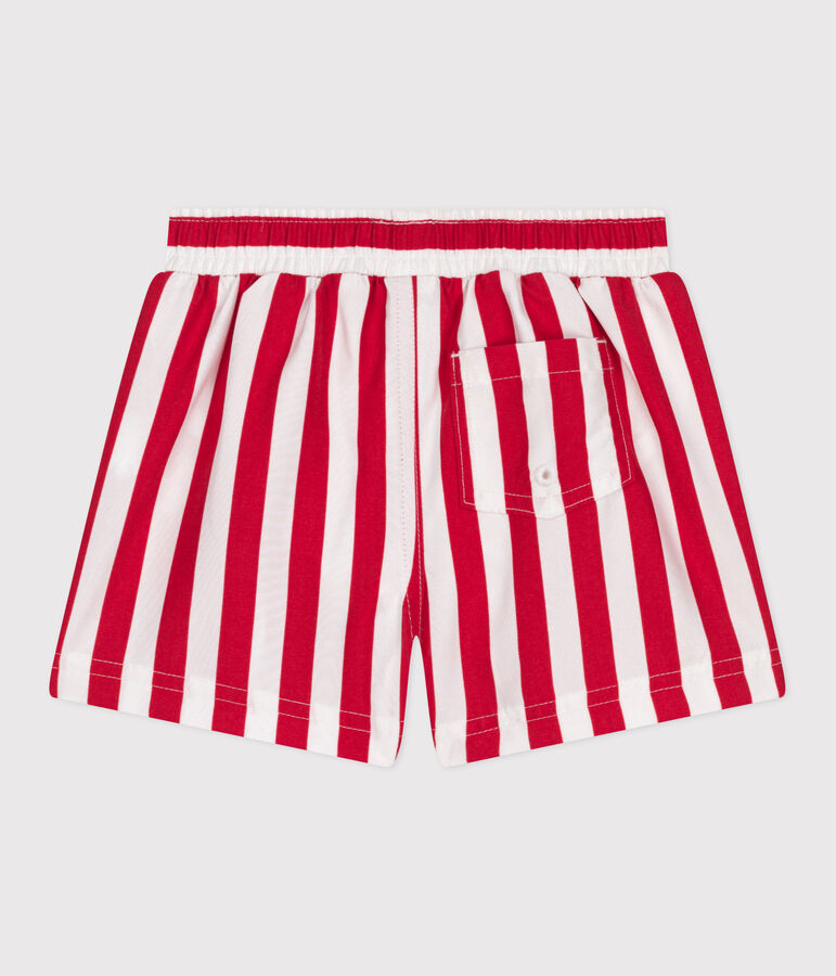Short de bain b&eacute;b&eacute;, imprim&eacute; ray&eacute; blanc/rouge