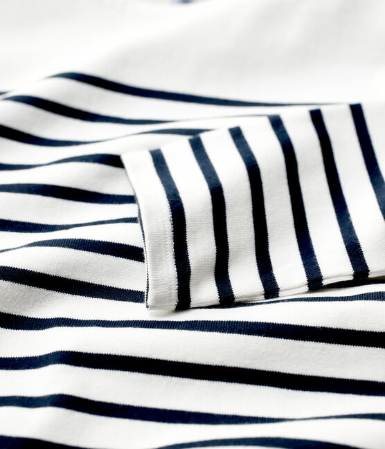 Iconische marinetrui van katoen Dames wit MARSHMALLOW/blauw SMOKING