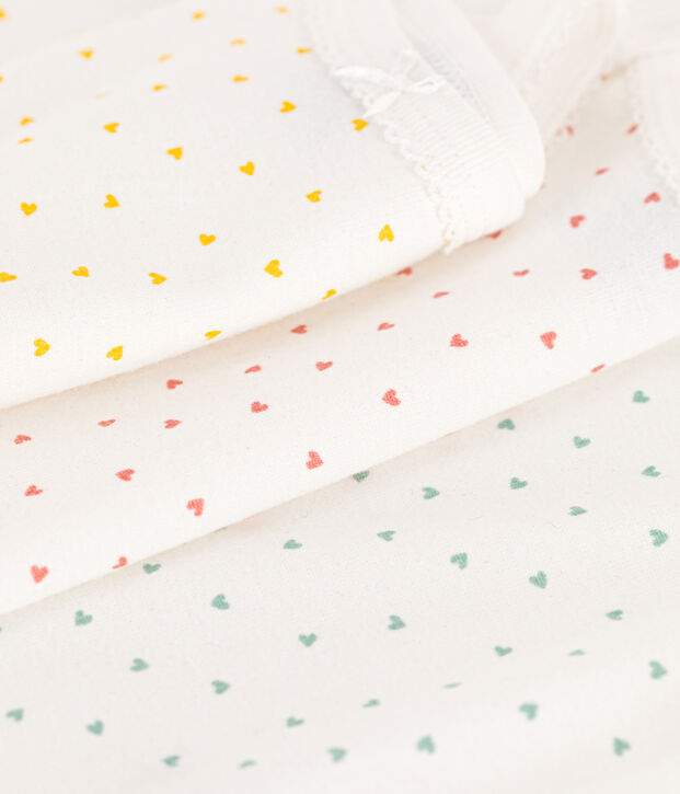 Lot de 3 bodies bretelles coeurs en coton multicouleur