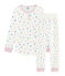 Meisjespyjama met hoge tailleband van dubbelzijdig jersey wit MARSHMALLOW/wit MULTICO