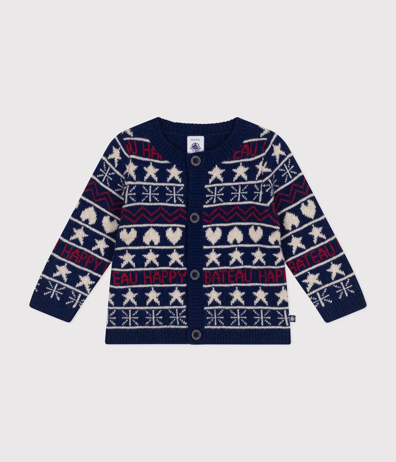 Baby gebreid vestje blauw/multicouleur