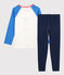 Pyjama motif poulette petit gaçon en coton biologique bleu BRASIER/blanc MULTICO