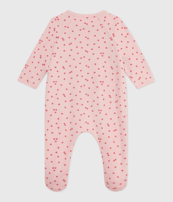 Babypyjama van geruwde fleece met print roze JOLI/wit MULTICO