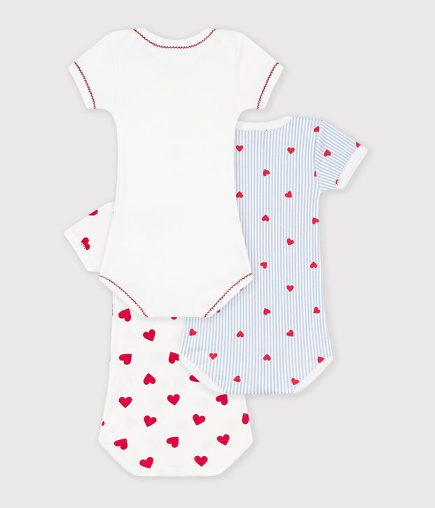 Lot de bodies manches courtes en coton imprim&eacute; c&oelig;urs b&eacute;b&eacute; multicouleur