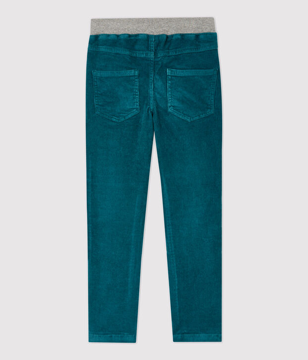 Pantalon regular en velours enfant gar&ccedil;on vert