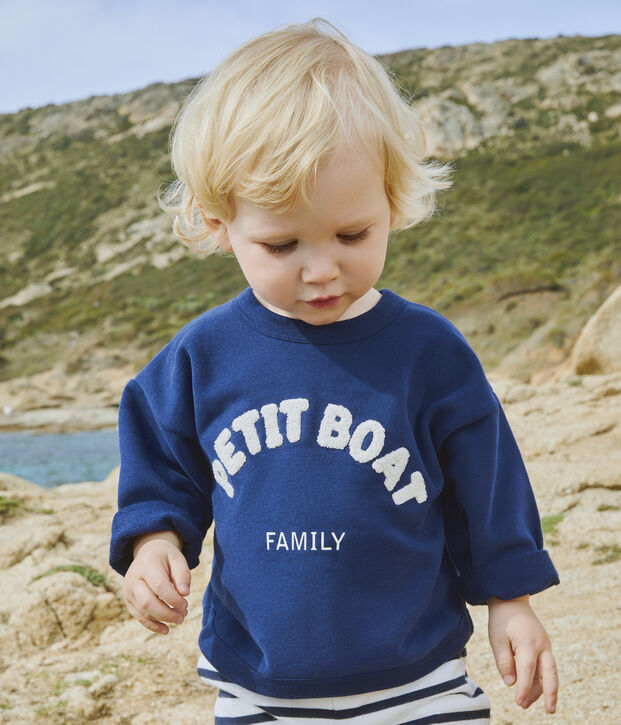 Sweatshirt b&eacute;b&eacute; en coton bleu fonc&eacute;