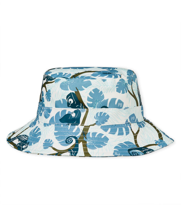 Vissershoedje met print in lakstof voor babyjongens wit/multicouleur