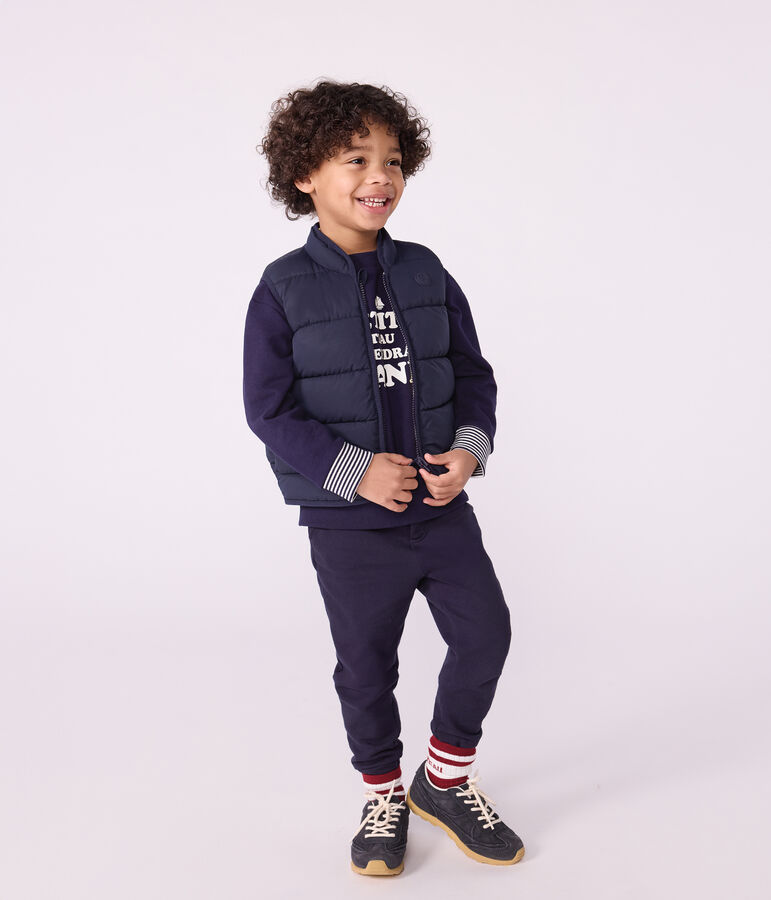 Doudoune enfant sans manche bicolore r&eacute;versible bleu/jaune