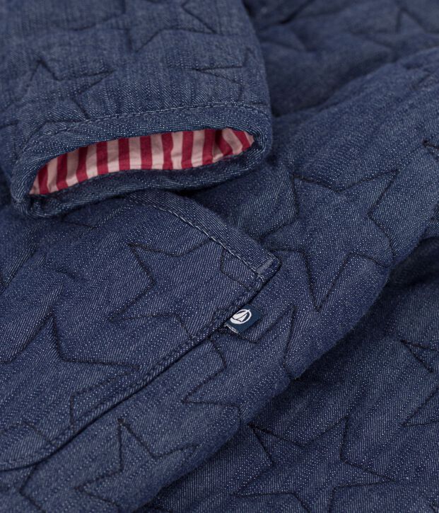 Veste enfant en denim uni motif &eacute;toiles bleu