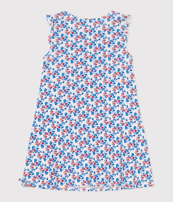Kindernachthemd van katoen en lyocell met bloemenprint wit MARSHMALLOW/wit MULTICO