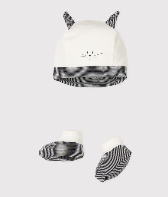 Lot bonnet naissance et chaussons bébé en côte variante 1