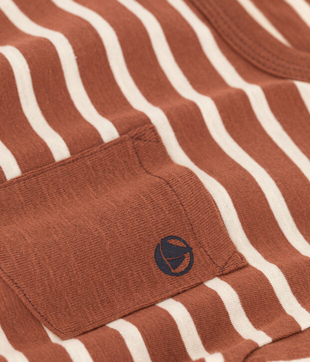 Jongens-T-shirt met lange mouwen bruin/ecru