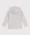 Sweatshirt zippé à capuche enfant en coton uni gris BELUGA CHINE
