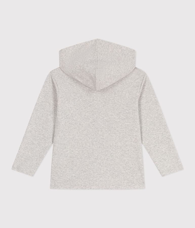 Sweatshirt zipp&eacute; &agrave; capuche enfant en coton uni gris BELUGA CHINE