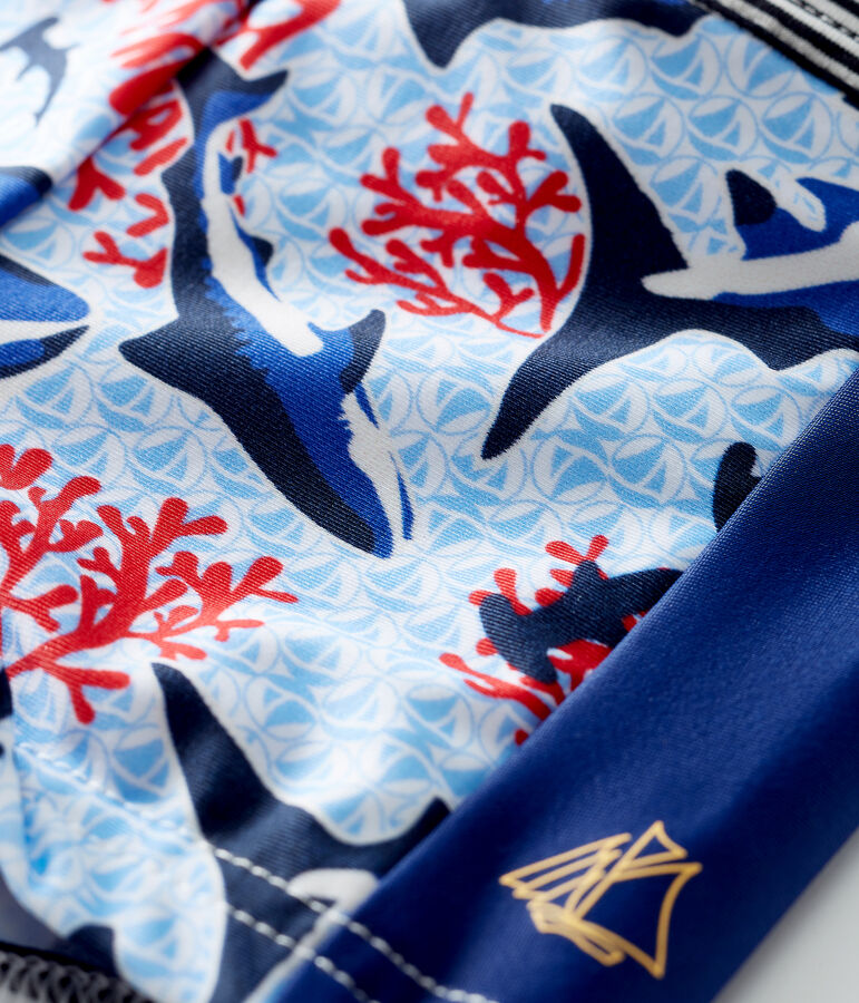 Milieuvriendelijk zwemshort babyjongen blauw SMOKING/wit MULTICO