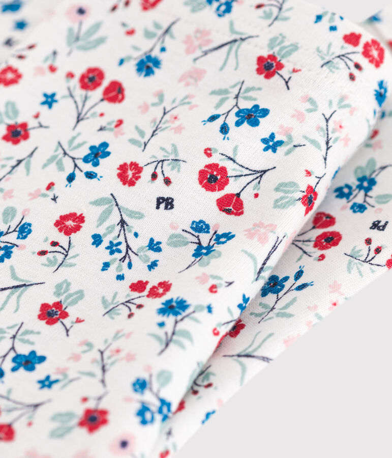 Katoenen legging met bloemenprint voor baby's wit MARSHMALLOW/wit MULTICO