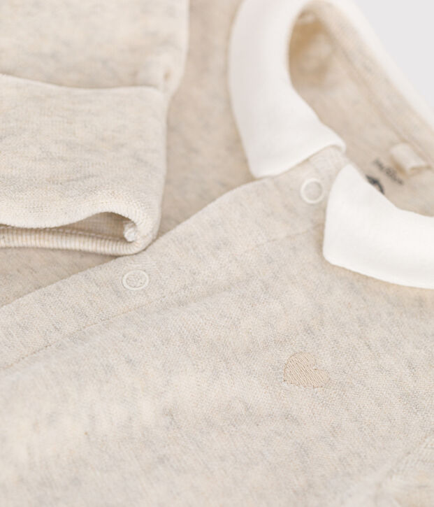 Pyjama en velours b&eacute;b&eacute; beige