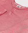 Katoenen body met lange mouwen en Tunesische gestreepte hals voor baby's STOP/ MARSHMALLOW