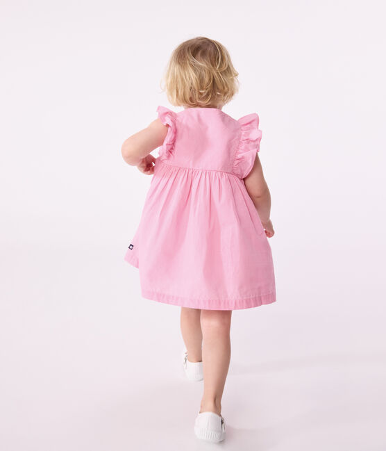 Robe bébé en coton léger sans manches et bloomer, imprimés vichy blanc ECUME/ PETAL