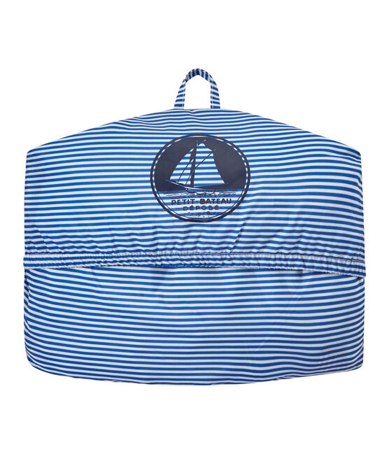 Uniseks waterproof windjack met milleraies-strepen blauw PERSE/wit MARSHMALLOW