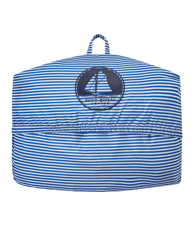 Coupe-vent imperm&eacute;able mixte ray&eacute; milleraies bleu/blanc