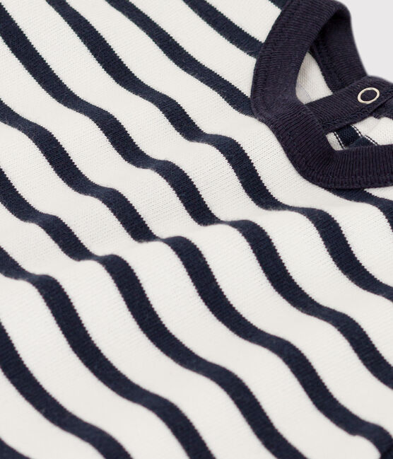 Kort pakje van dikke jersey met matrozenstrepen voor baby's wit MARSHMALLOW/blauw SMOKING