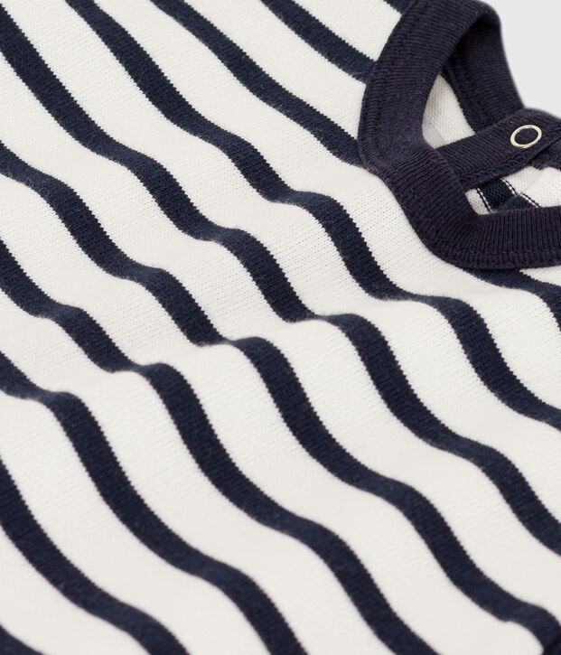 Kort pakje van dikke jersey met matrozenstrepen voor baby's wit/blauw