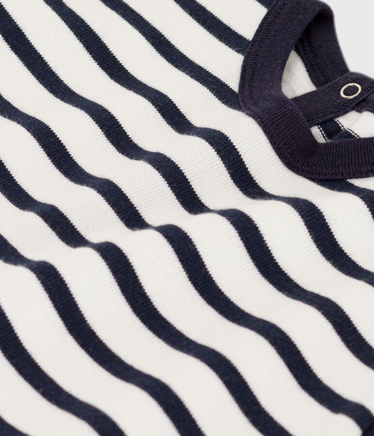 Kort pakje van dikke jersey met matrozenstrepen voor baby's wit/blauw